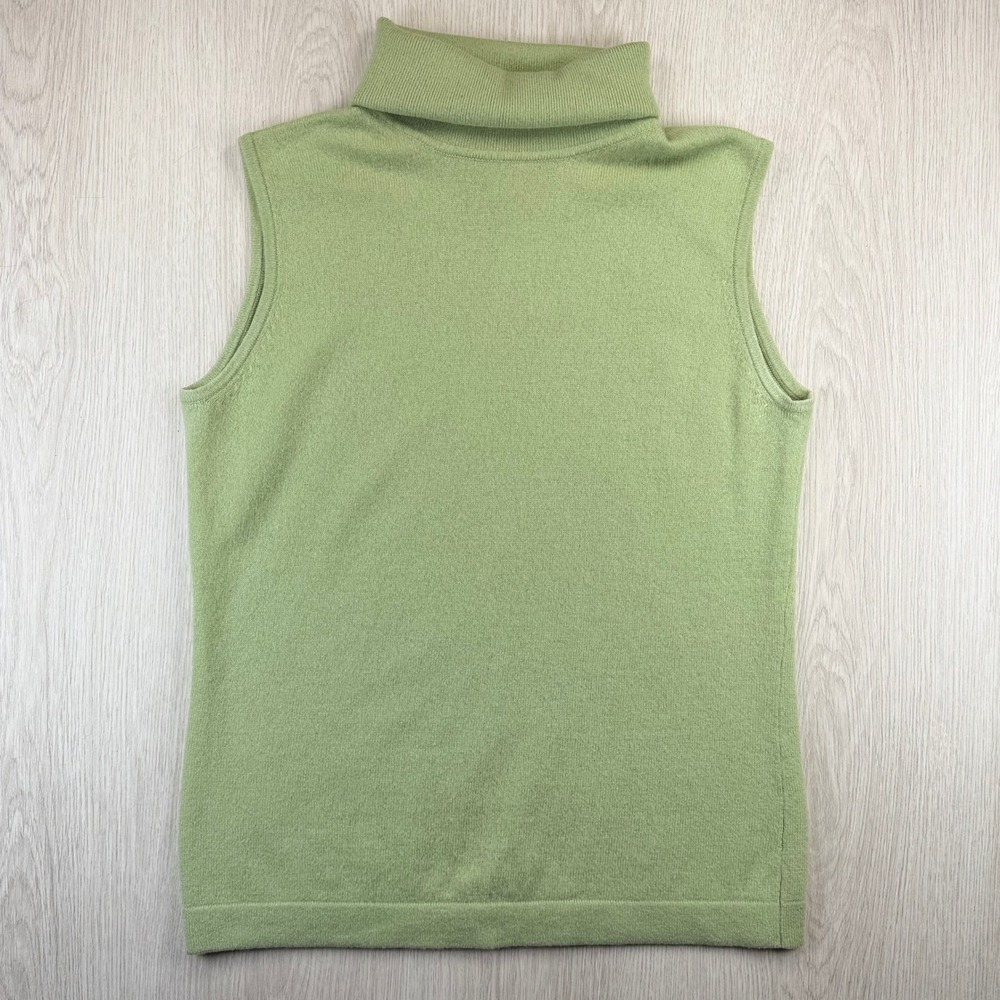 Sutton Studio Cashmere Turtleneck Sweater Vest Sage Green Women Md‎ Sleeveless